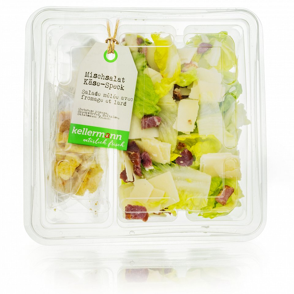 Salatschale Mischsalat mit Käse, Speck und Croutons 6x250g